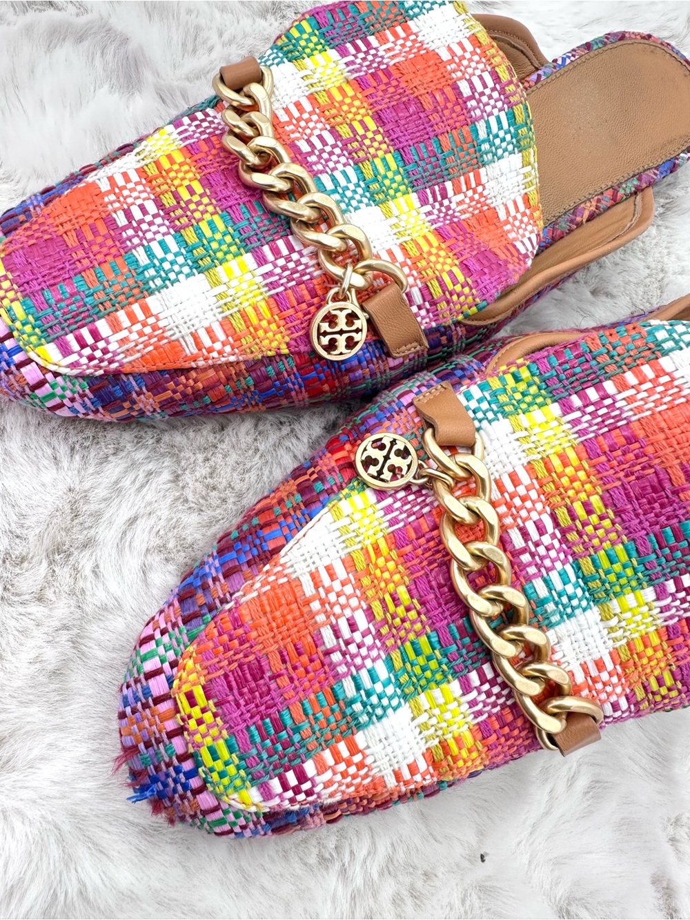 Tory Burch Mini Benton Loafer Slide Mule Flats Multicolor Charm Size 11 - Picture 10 of 11